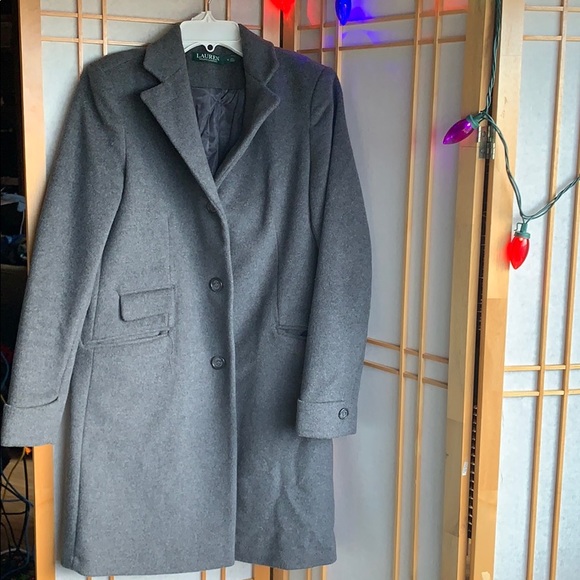 Gray Wool Button Down Overcoat Peacoat Coat - Picture 5 of 6